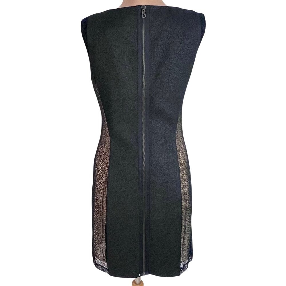 Rag & Bone Black Tweed & Mesh Mini Sheath Dress 6 Classic Exposed Full Back Zip - Picture 6 of 9